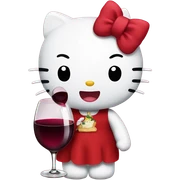 Hello Kitty drinking red wine sticker