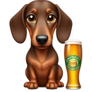 dachshund with beer sticker