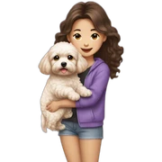 girl asian with golden maltipoo sticker