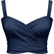 Realistic navy blue fashion wrap around Bustier Clothing Top isolated.  sticker