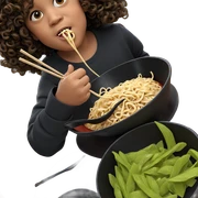 girl enjoying ramen noodles sticker