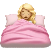 Sleeping in bed with a pink blanket blonde girl sticker