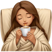girl inside a blanket sipping coffee eyes closed sticker
