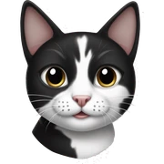 black and white cat with three legs sticker