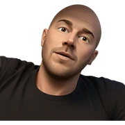 bald man in black shirt sticker