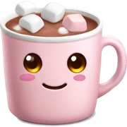 Light Pink mug of hot chocolate with marshmallows  sticker