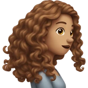 Pale female with long brown curly hair holding her head sticker