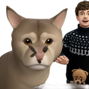 boy with dog in sweater sticker