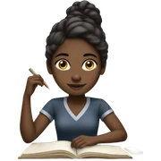 black Girl studying at desk straight hair medium dark skin sticker