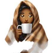 girl inside a blanket sipping coffee eyes closed sticker