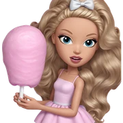 blonde girl with cotton candy sticker