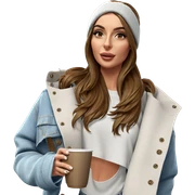 girl with cup and denim sticker