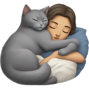 cat with gray girl sleeping  sticker