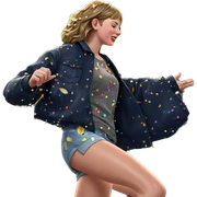 girl with confetti and leaves sticker