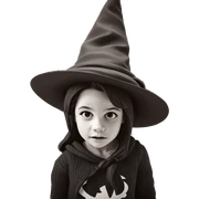 witch girl in monochrome hat sticker