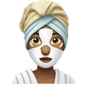 aesthetic girl wearing a facial mask with a towel on her head and wearing a bathrobr sticker