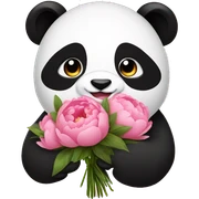 panda with a bouquet of peonies sticker