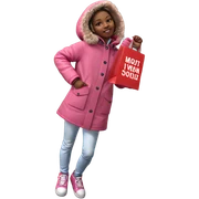 girl in pink coat standing sticker