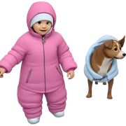 girl with dog in snow sticker