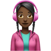 Black girl with pink headphones  sticker