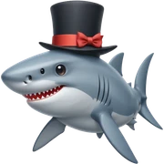 Shark with a top hat sticker
