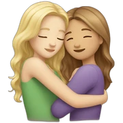 one blond and one brown hair girl hugging sticker