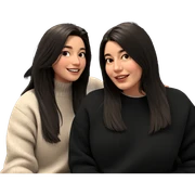 smiling girls in cozy sweaters sticker