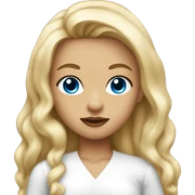 Tanned blonde girl with long hair and blue eyes big lips in white clothes sticker