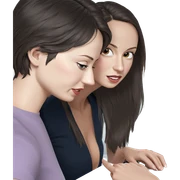 girls in mirror reflection sticker