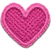 Pink crochet classic round heart sticker