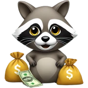 raccoon with money bag sticker