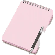 Pale pink notepad with pen sticker