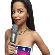 girl with microphone and jewelry sticker
