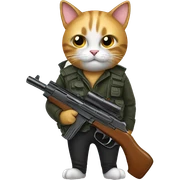 Cat with gun sticker