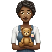 Woman with toy bear sticker