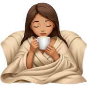girl inside a blanket sipping coffee eyes closed sticker