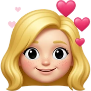 IOS emoji blonde lady, freckles, hearts over head sticker