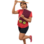 girl enjoying fruit indoors sticker