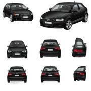 Black audi a3 car model 2007 with 5 doors sticker
