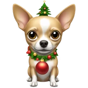 Chihuahua holding Christmas tree sticker