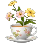 tea with flowers sticker