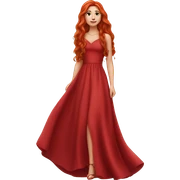 Fair-skin-elegant-girl-in-red-long-dress-with-long-red-hair sticker