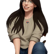 smiling girl in denim outfit sticker