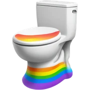 toilet with rainbow poop sticker