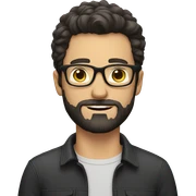 white guy with dark hair and beard and glasses sticker