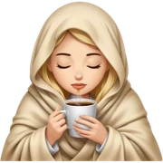 girl inside a blanket sipping coffee eyes closed sticker