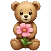 Teddy Bear holding a flower sticker