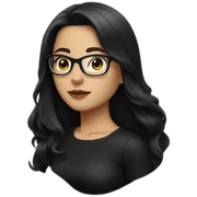 girl wearing black clothes, with long black hair, glasses sticker