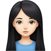Chica de cabello negro, lacio y largo sticker