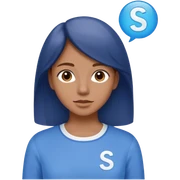 Chico de pelo cafe con blusa de mangas largas azules y la parte en medio de la blusa es blanca con una s azul en medio sticker